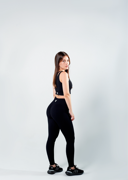 Alana Black Ribbed Leggins